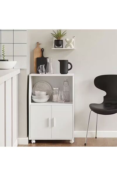 YURKUR MOBİLYA mutfak dolabı tekerlekli dolap raflı ve 2 kapılı mikrodalga do...