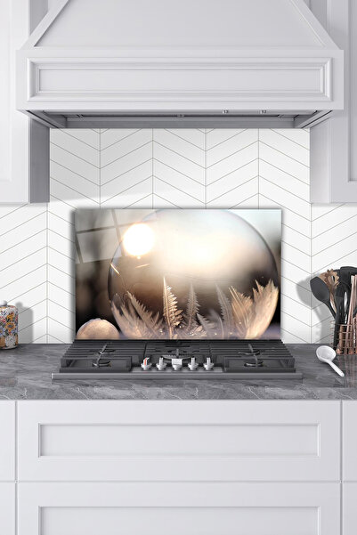 Rosyvien Frozen Snowflake Glass Stove Back Protector, Kitchen Built-In and Countertop Protection, Tempered and Rated