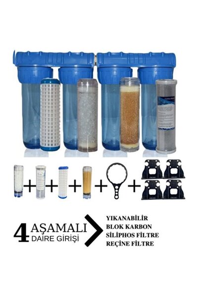 SULOOK Daire Bina Sayaç Girişi 4 Aşama Arıtma Seti 10" Ağır Kireç Önleyici Yu...