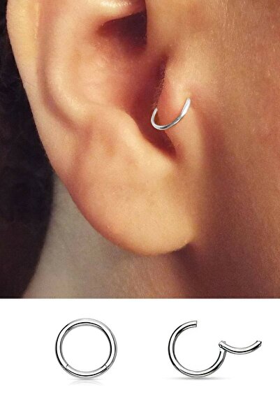 Jaida Moda Unisex Gümüş 316l Cerrahi Çelik Menteşeli Halka Tragus-helix Piercing