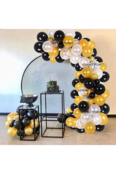 DÜVENCİ TİCARET Set de baloane cu lanț Luks - Aur Alb Negru Transparent