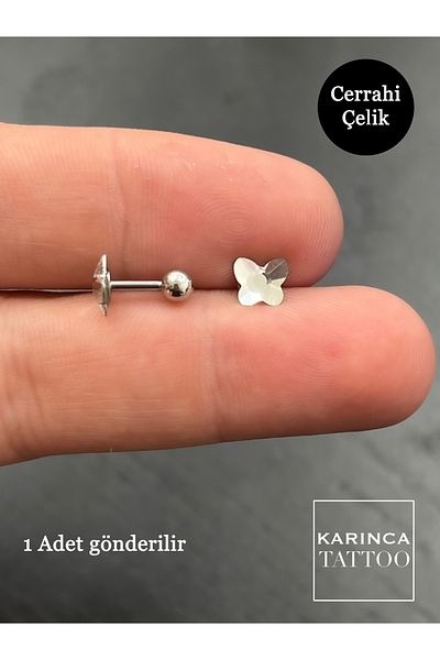 Karınca Piercing Star Diamond Butterfly Rhinestone Helix Flat Conch Standard Lobe Ear Earring Tragus Piercing Surgical Steel