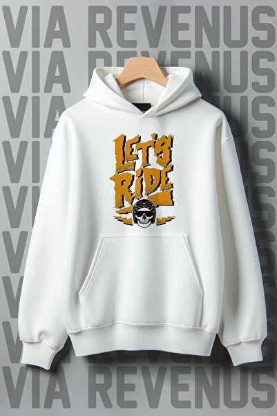 Vordevia Lets Ride Мотоциклістський принт - 3 кишені-кенгуру, широкий крій, б...