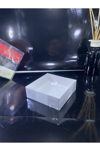dmrpack 7x7x3 White Box with Acetate Cover (100 Pieces) Wedding Engagement Henna Promise Gift