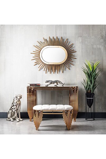 VOVOKO Dresuar Takım Ultra Lak Kaplama Dresuar Puf Ayna Dahil Takım Set 120cm