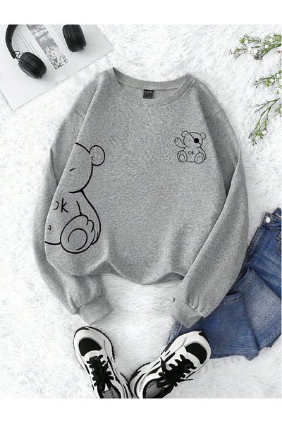 Revasser Βαμβακερό φούτερ με στάμπα ARROW BEAR Unisex Oversize - Crew Neck