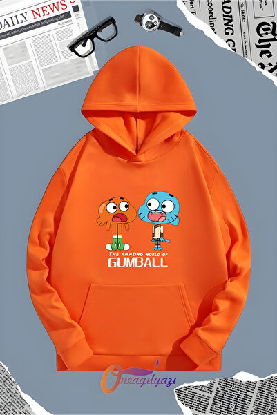 oneagılyazı سويت شيرت بطبعة غامبول بغطاء للرأس