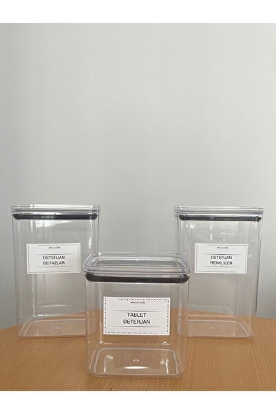 Mirilliahome Üçlü Deterjanlık Seti - Tablet Deterjan, Renkliler ve Beyazlar İçin Saklama Kutusu