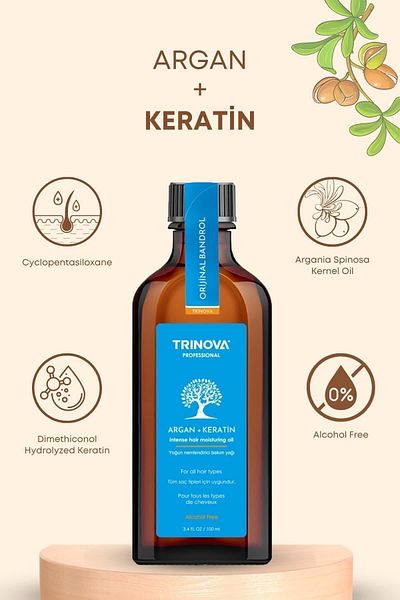 Trinova Argan Keratin Oil & Repairing Care Oil for Weak Damaged Hair