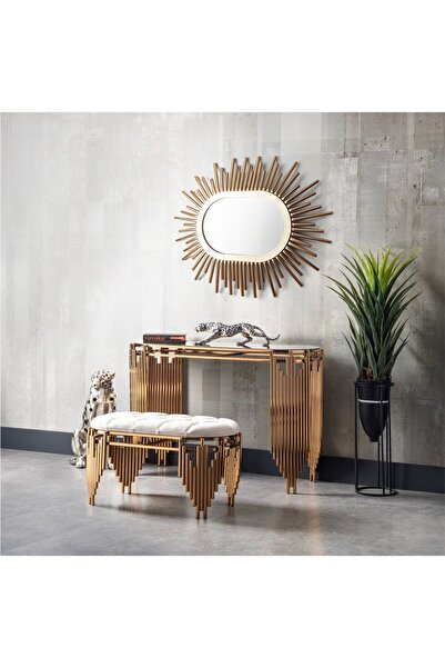 VOVOKO Dresuar Takım Ultra Lak Kaplama Dresuar Puf Ayna Dahil Takım Set 120cm