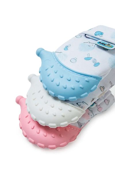 TRENDİMİZBİR Baby Teether Gloves Hedgehog Patterned Pink