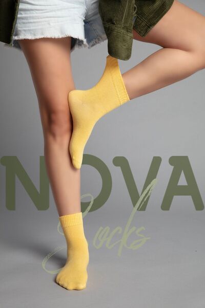 Nova Socks Kadın 4'lü Bambu Lastiksiz Sıkmayan Diyabetik Bilek Çorap