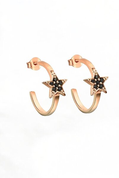jelux silver Gümüş 925 Ayar Zirkon Taşlı 1,6 Cm Sıra Taşlı Yarım Tur Rose Yıl...