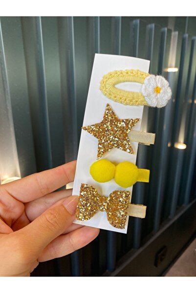 Selda Aksesuar Set de catarame pentru bebeluși-copil de culoare galbenă