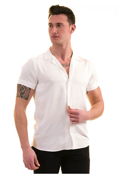 Exve Exclusive Λευκό Basic Oversize Loose Cut Soft Touch κοντομάνικο πουκάμισο