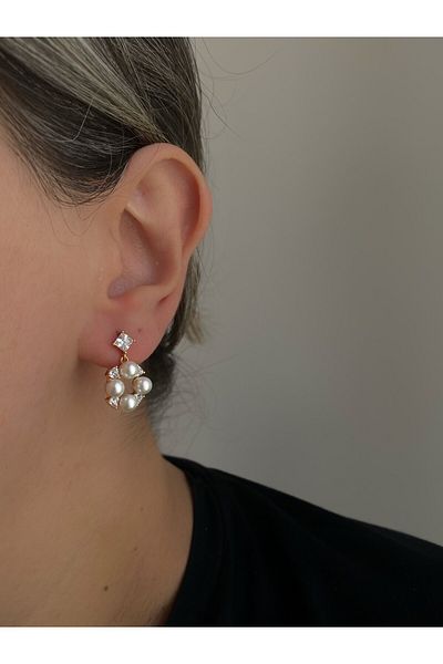 Owentis Elegant Steel Pearl Lousia Earrings - No Darkening