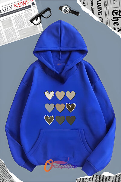 oneagılyazı cu glugă Culoare Swea tricou - Inimi cu imprimeu