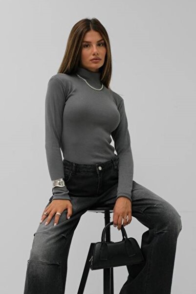 barış sülün lovebox Γκρι Πλεκτό Μπλούζα με ζιβάγκο - Μακρυμάνικο 24W16026