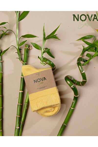 Nova Socks Kadın 4'lü Bambu Lastiksiz Sıkmayan Diyabetik Bilek Çorap
