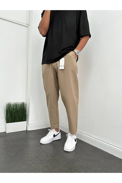 Gambocci Men's Striped Seersucker - Boyfriend Cut Trousers
