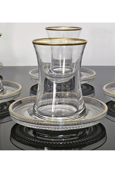 atabey home 12 Pieces Spoonless Tea Set for 6 People - Large Cup 155CC