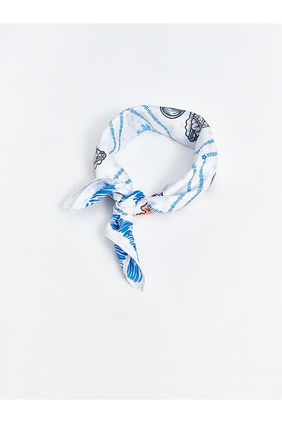 LC Waikiki Lcw Accessories - Women's Satin Scarf, Ecru Printed Pattern