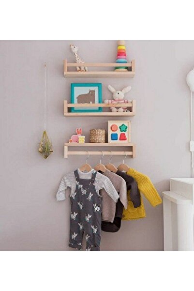 babyroomstore رف غرفة الأطفال، رف كتب خشبي، 50 سم، 3 أرفف مسطحة مقلوبة