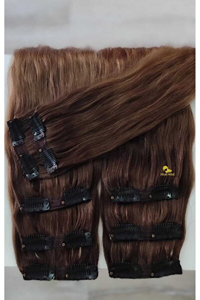 renklidüşler Nurdan Trend Peruk 8 Parça Gerçek Saç Çıtçıt Ombreli Dip Kumral ...