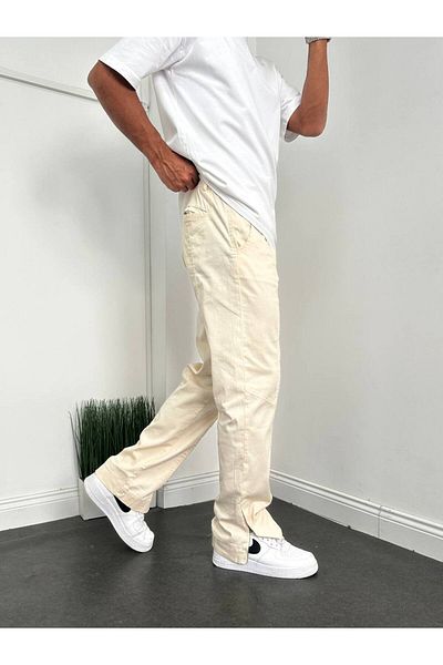 Gambocci Baggy Cut Linen Men's Trousers - Piece Detailed and Zippered