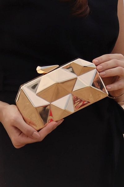 Moom Bag Geantă de seară din metal auriu pentru femei