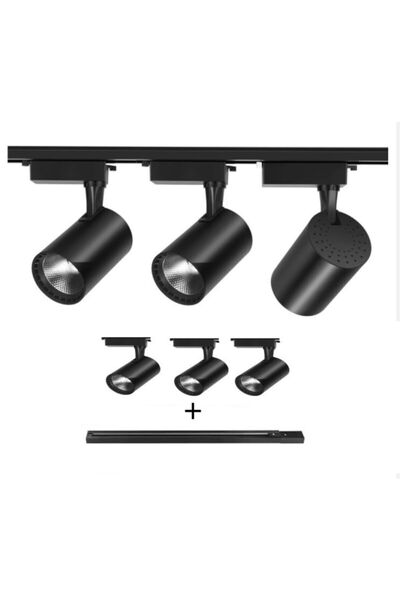 SEKA AYDINLATMA Siyah Kasa 30w 3 Adet Ray Spot 1 Adet Ray(1mt) Mağaza Vitrin Ev Ofis Dekoratif Aydınlatma