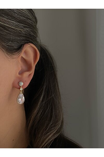 Owentis Çelik Kristal Damla Taşlı Amory Küpe -kararma yapmaz-