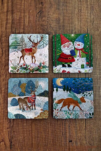 Begoloni Stone Decor السنة الجديدة - طقم قواعد حجرية طبيعية مطبوعة بالأشعة فو...