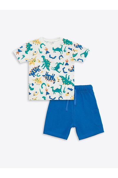 LC Waikiki LCW Crew Neck Printed Baby Boy T-Shirt and Shorts 2 Pieces Set