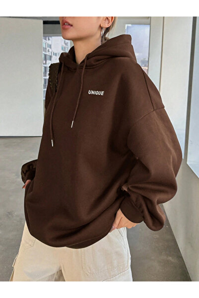 Revasser Unisex Erkek/Kadın UNİQUE Renkli Özel Baskılı Pamuklu Oversize Kapüşonlu Sweatshirt