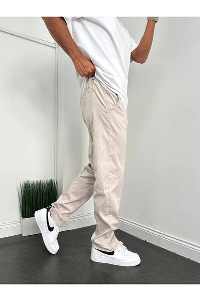 Gambocci Baggy Cut Linen Men's Trousers - Piece Detailed and Zippered