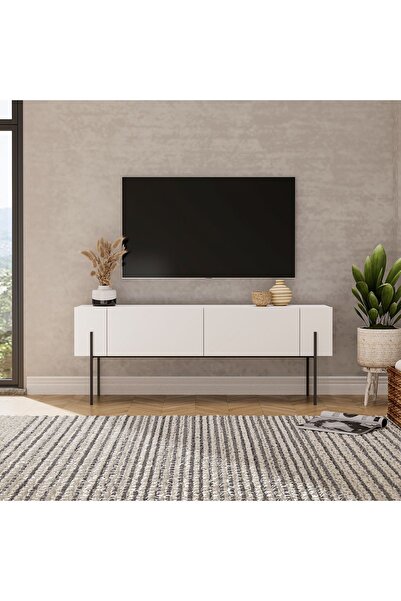 MERT SERT MOBİLYA Herman Metal Ayaklı Yüksek Tv Sehpası, Tv Ünitesi