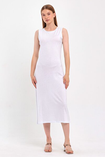 segrock Rochie lungă cu mânecă zero căptușeală jupon din bumbac