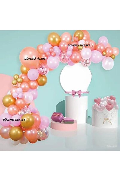 DÜVENCİ TİCARET Σετ Μπαλονιών Πολυτελείας - ΜΕ ΜΕΤΑΛΛΙΚΟ ΡΟΖ ΧΡΥΣΟ
