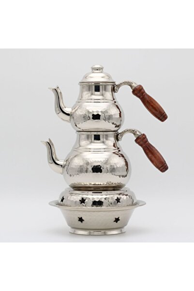 Murat Bakırcılık إبريق شاي نحاسي صغير الحجم مزين يدويًا وموقد عثماني