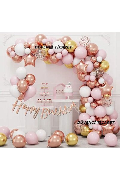 DÜVENCİ TİCARET LÜKS ROSE GOLD PEMBELİ ZİNCİR BALON SET