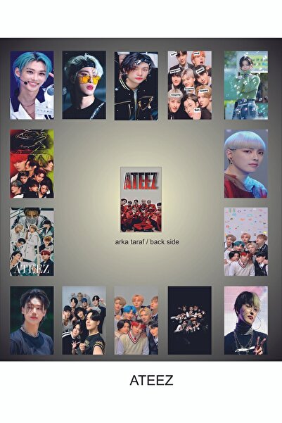 Umut Matbaacılık Ateez Çift Taraflı 14 Adet Fotokart Seti, Double Side Photoc...