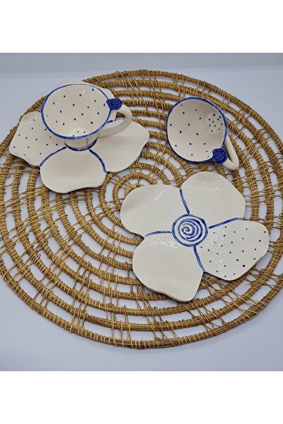 senseoftouch كوب سيراميك بني تركي أزرق منتصف الليل مصنوع يدويًا