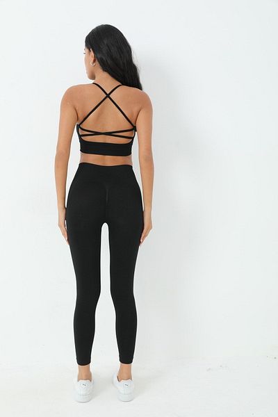 Light Black Lightblack Push up Leggings and Crop (Sports Suit)