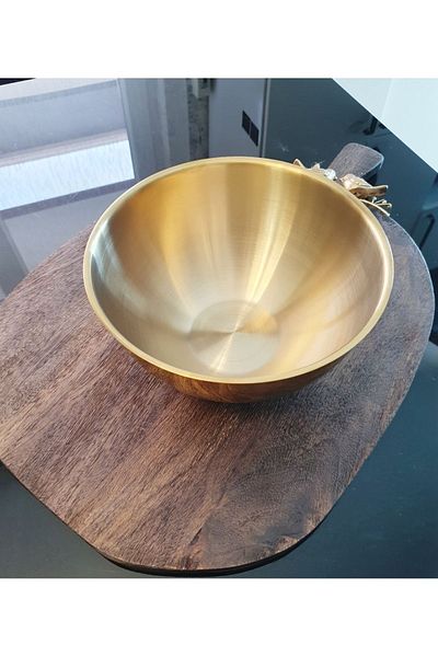 LOVYCO Gold Stainless Steel Mixing and Salad Bowl 20 cm 2 Liter Whisk Kneading Dough Storage Bowl