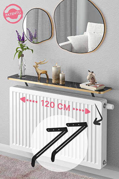 lefty Petek Üstü Uçan Raf Dresuar Kalorifer Peteği Rafı 120 X 18 Cm Siyah Mer...