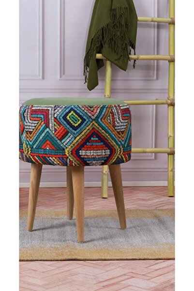 DEKOR MOBİLYACIM dekor mobilyacım Etna Gökkuşağı Özel Tasarım Çok Amaçlı Gürgen Ayaklı Puf Koltuk ham ayak yeşil