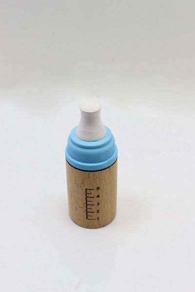 Monchi Wooden Baby Bottle, Toy Decorative Gift Baby Bottle Blue Color