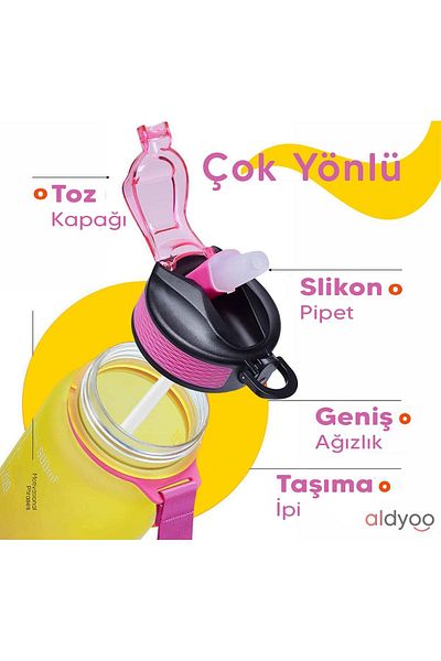 Lumie 1000ml Water Bottle with Straw - Motivational Tritan Bpa Water Bottle, No Leakage