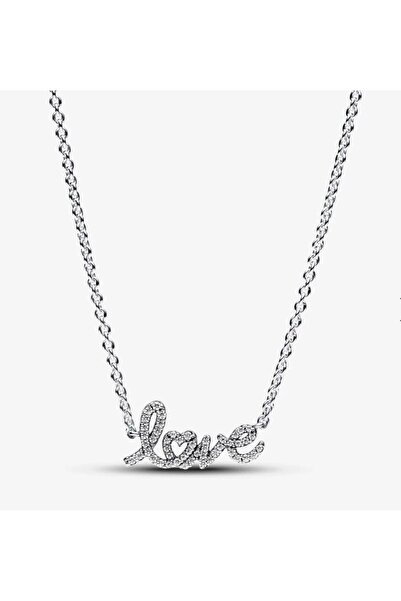 POSEİDONS JEWELLERY Işıltılı El Yazısı Aşk Kolyesi